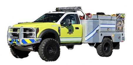 Brush 50: 2018 Pierce, built on a Ford 550 commercial chassis and Skeeter wildland brush truck, 250 gpm pump, 300-gallon booster tank, 5-gallon foam tank.